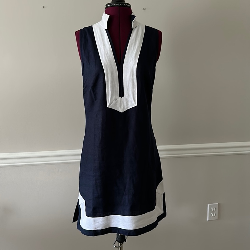 Sail to Sable Sleeveless Tunic Dress Navy White Small NEW NWT